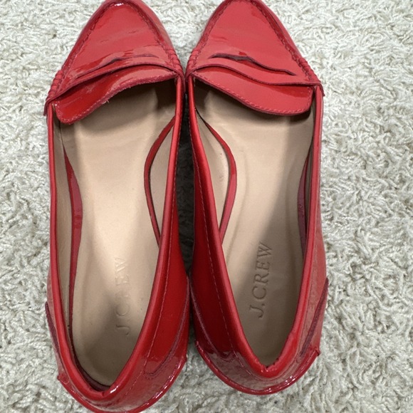 J Crew Ryan Poppy Red Patent Leather Pointy Penny Loafers Womens 7.5 Tomato Girl - Picture 12 of 12
